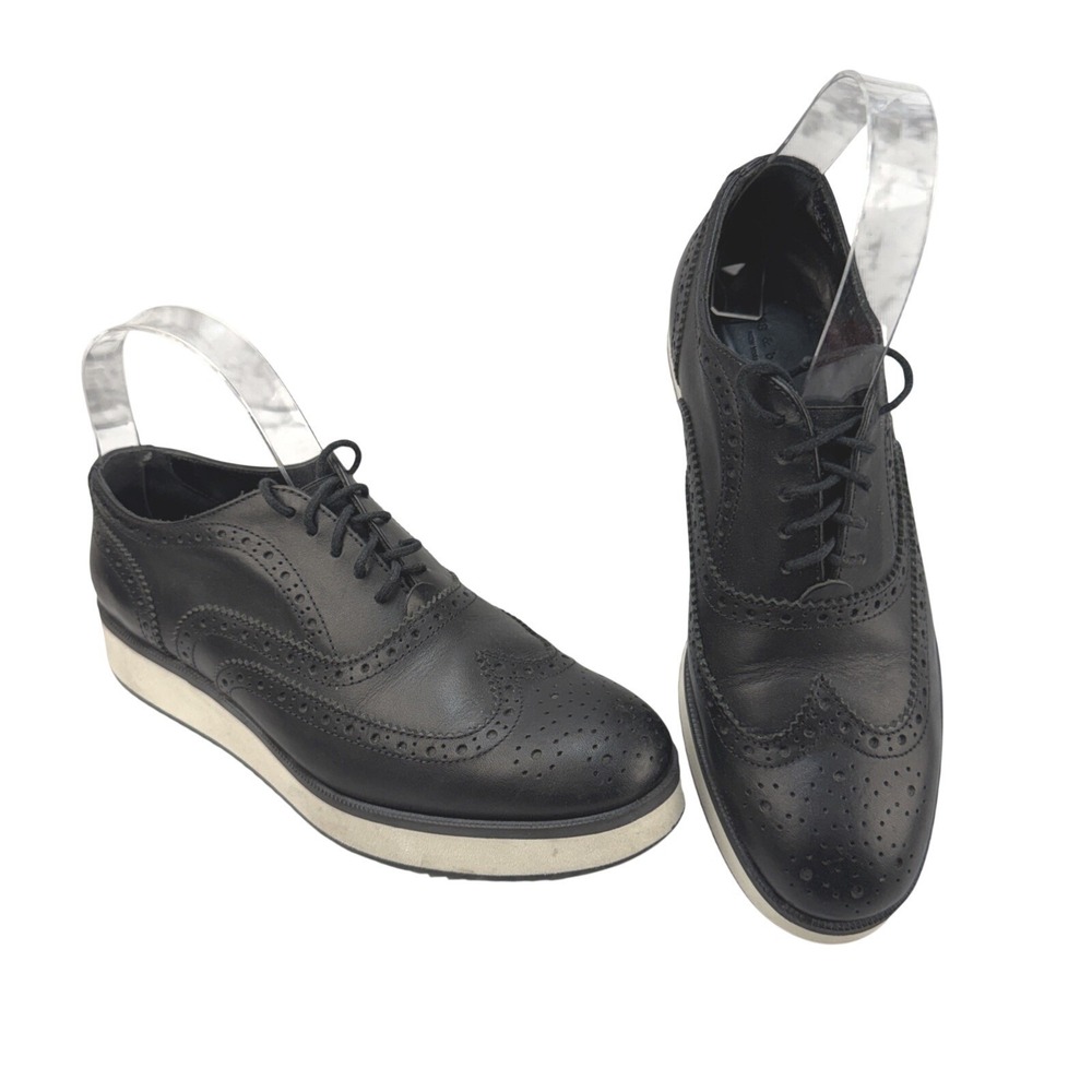 Rag & Bone Black Leather Meli Wingtips Brogues Oxfords Size 37 7 Lace Up Casual